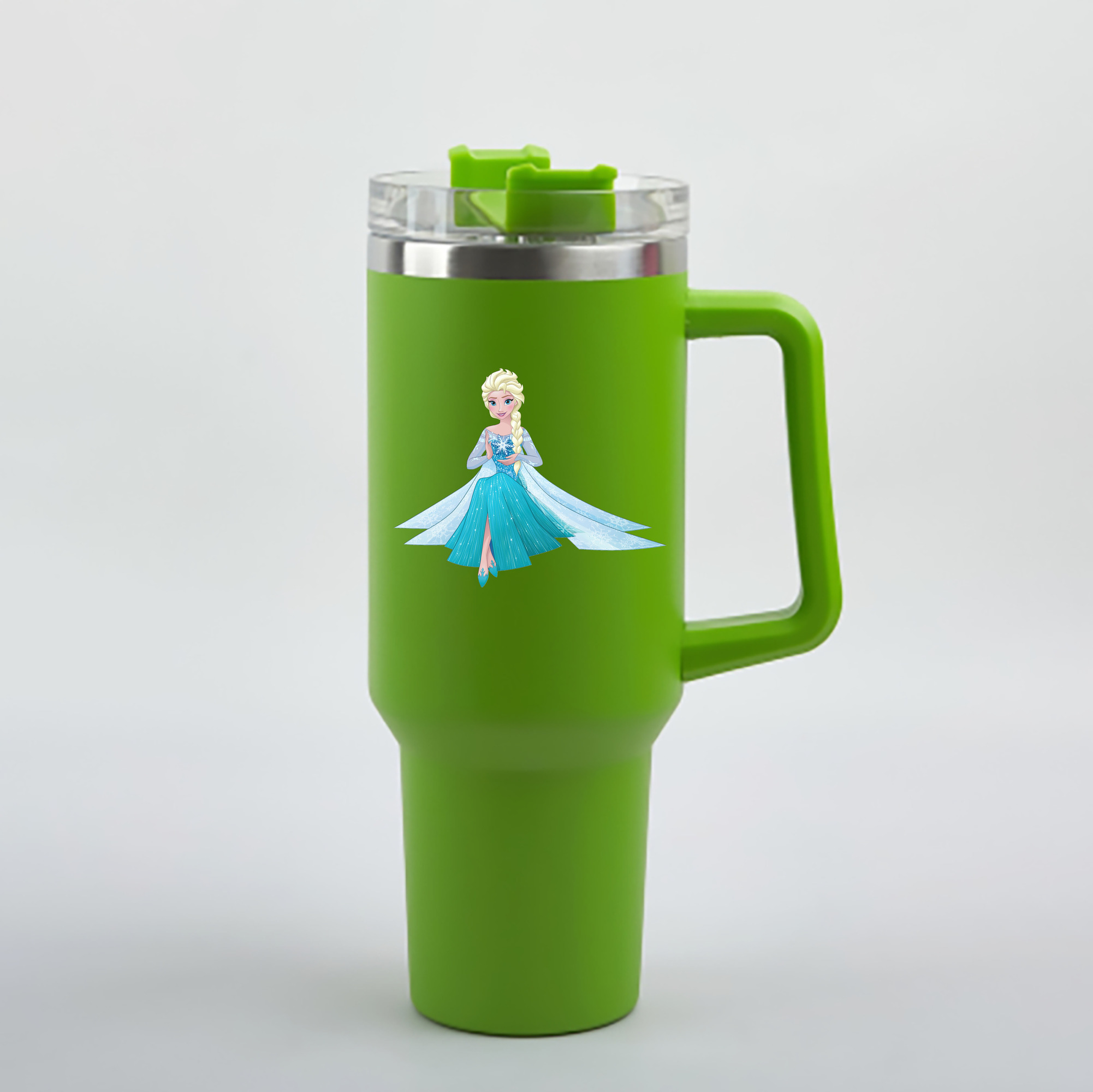 （画像用） アナと雪の女王 アンナ エルサ Frozen Anna Elsa 1200mL車用タンブラー - クリスタルステッカー（プラスチックストロー付き）